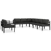 Set Divani da Giardino 8 pz con Cuscini in Alluminio Antracite 49234