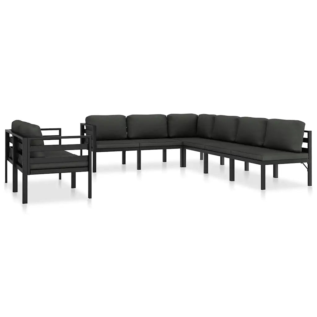 Set Divani da Giardino 8 pz con Cuscini in Alluminio Antracite 49234