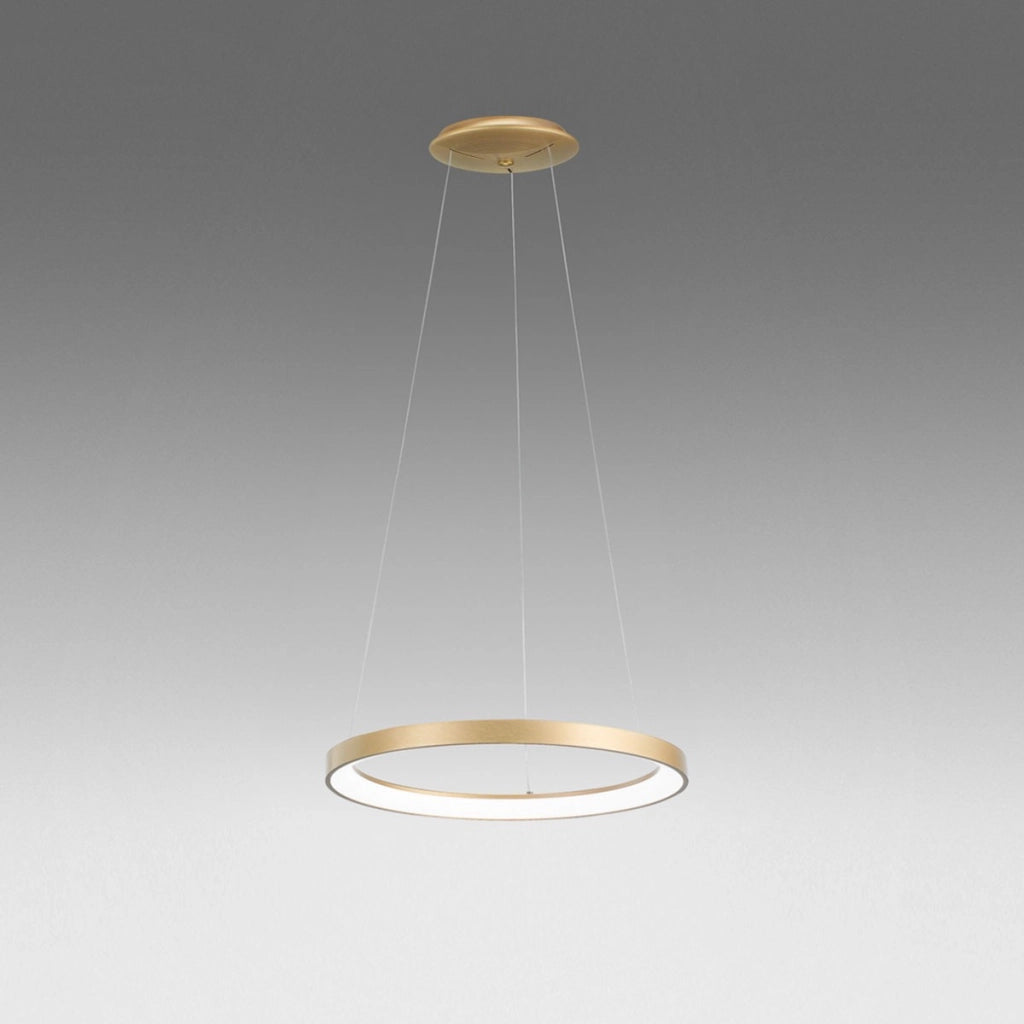 Lampada a sospensione KRIZIA S/M 3000K Oro - LED 50W 2800lm dimmerabile taglio fase + push in alluminio spazzolato - Gea Luce