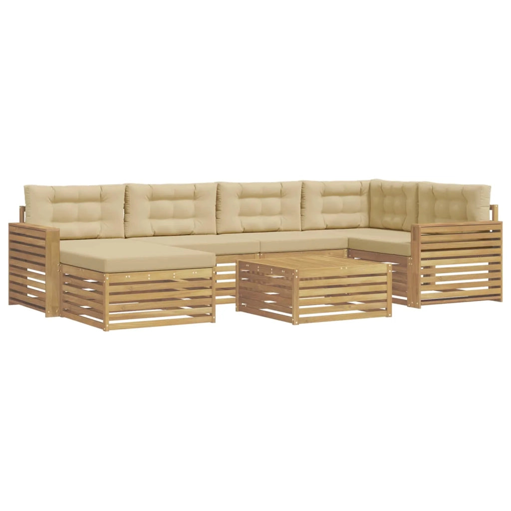 Set di divani da esterno 7 pz Bianco e Beige 3390813