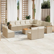 Set Divani da Giardino 14pz con Cuscini in Polyrattan Beige 3226492
