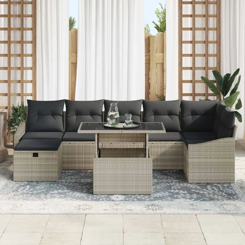 Set Divano da Giardino 8 pcs Grigio chiaro polyrattan 3361181