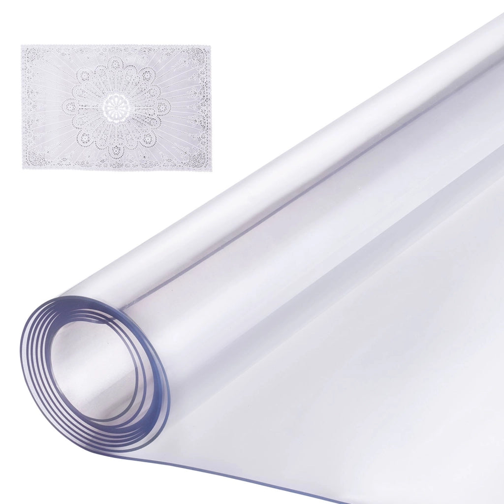 Tovaglia Trasparente PVC 610x2438 mm Spessore 1,5 mm Rettangolare Impermeabile e Facile da Pulire per Tavolo da Pranzo e Scrivania