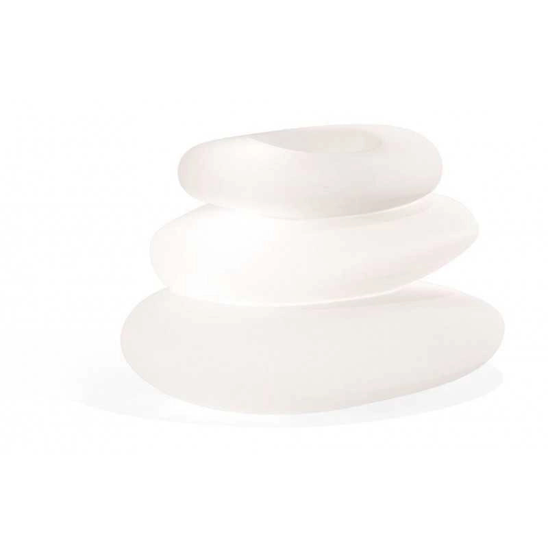 Vaso luminoso moderno di design 75x62 H47 in polimero resistente con LED bianco per interno ed esterno - Made in Italy - Monacis