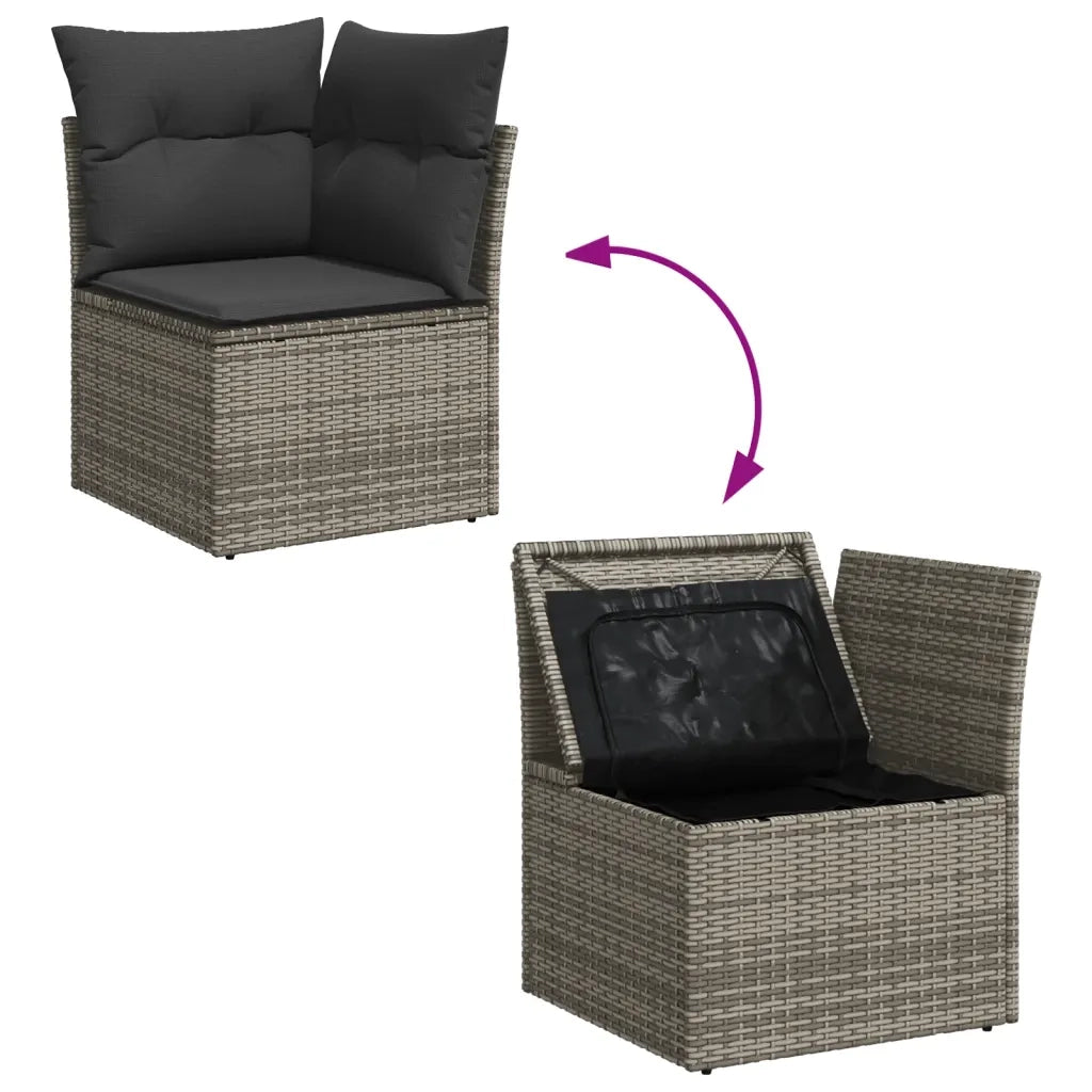 Set Divano da Giardino 10 pz con Cuscini Grigio in Polyrattan 3256158