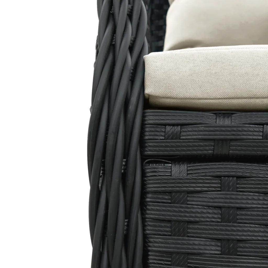 Set da Pranzo da Giardino 9 pz con Cuscini Nero in Polyrattan 3262925