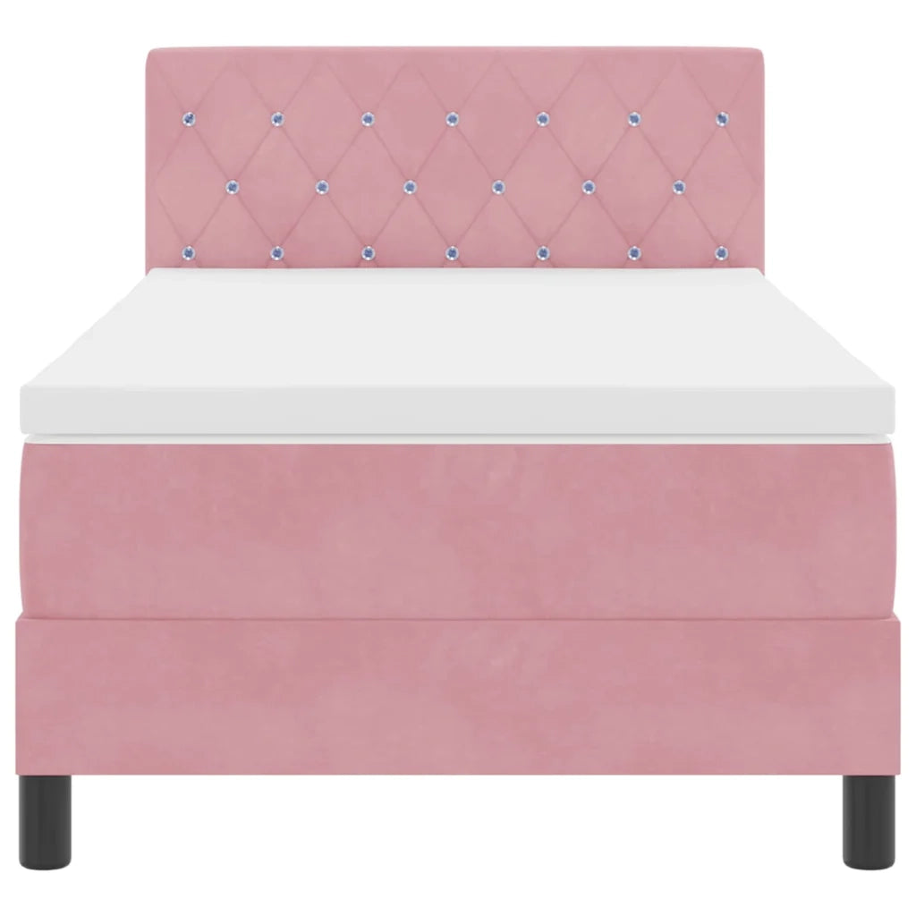 Letto a molle con materasso Rosa 100 x 200 cm Velluto 3339091
