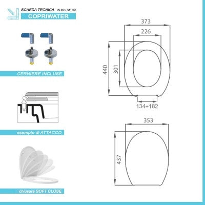 Copriwater dedicato Dolomite serie Garda con chiusura soft close e sgancio rapido
