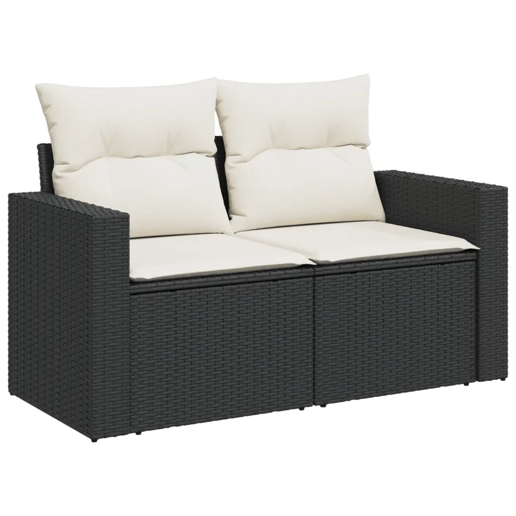 Set Divano da Giardino 6 pz con Cuscini Nero in Polyrattan 3218886