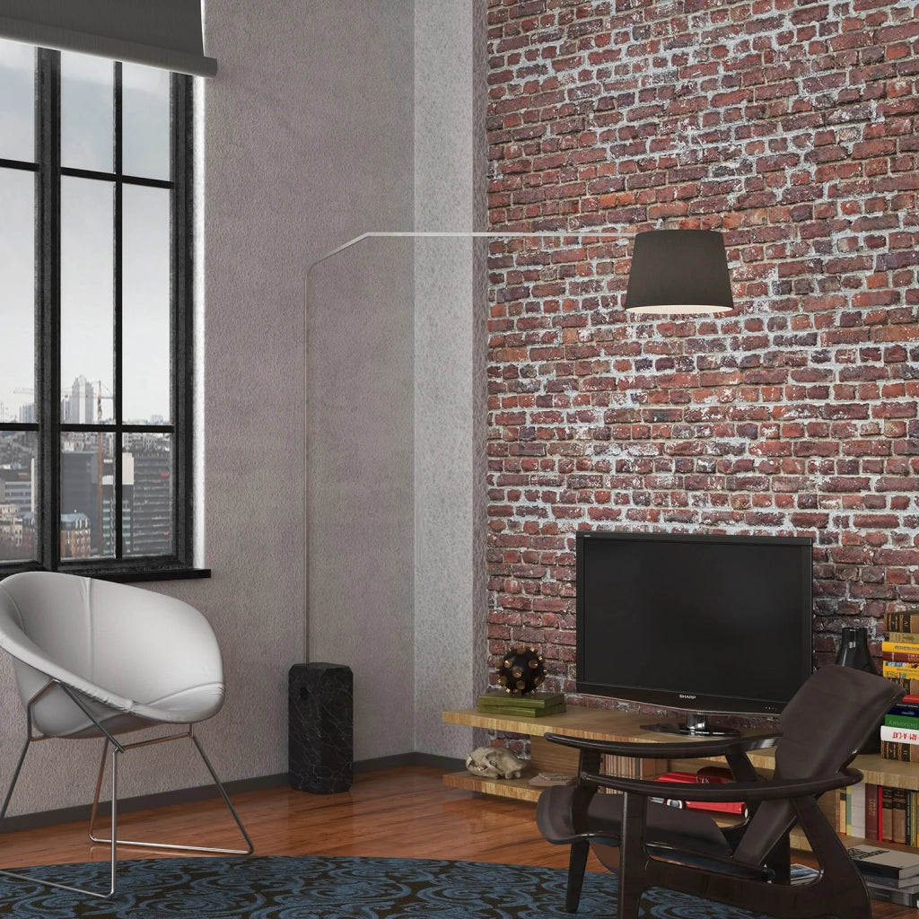 Piantana Contemporanea Slope Marmo E Diffusore Tessuto Nero 1 Luce E27