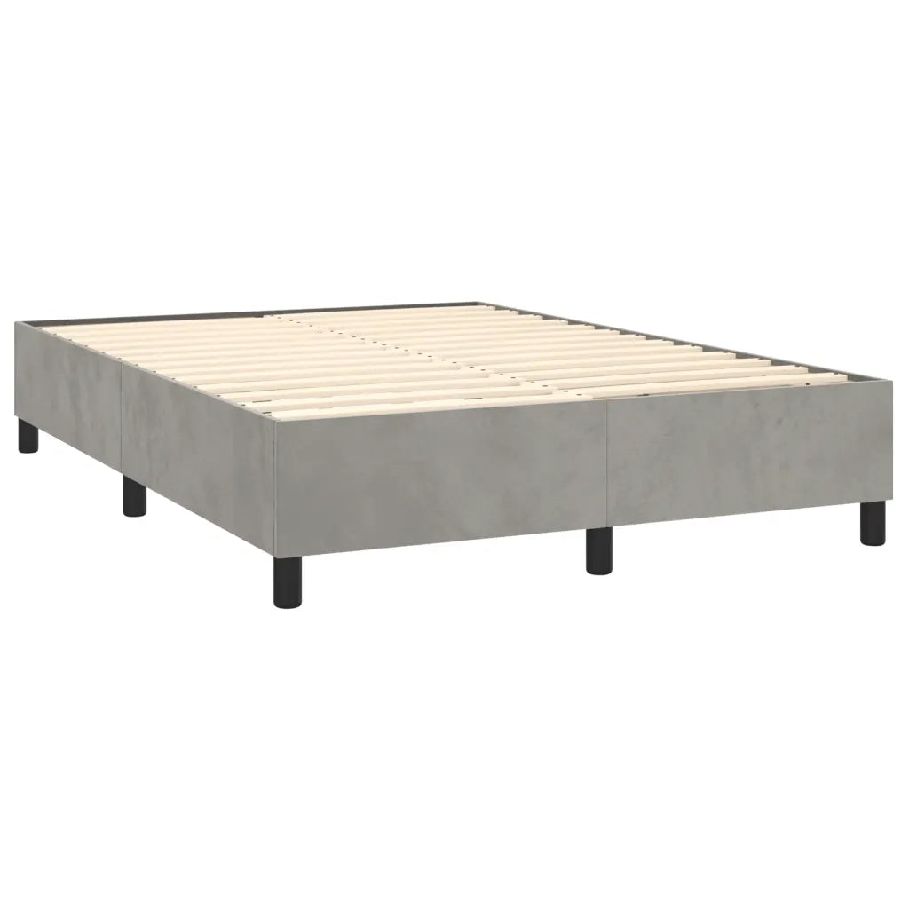 Letto a Molle Materasso e LED Grigio Chiaro 140x200 cm Velluto 3136365