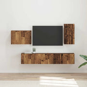 Set di Mobiletto da TV a Parete 4 pcs Legno vecchio
