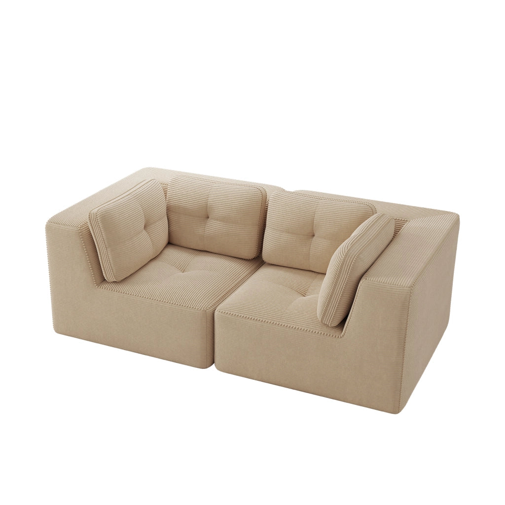 Divano Angolare Modulare 2 Posti ¨C Xylo ¨C Velluto a Coste, Beige
