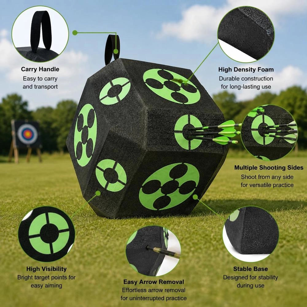 381 X 381 X 381 Mm Archery Target, Cube Archery Target For Recurve Bows, Compound Bows Or Longbows, Portable Bow Arrow Target For Children, Youth, And Adults, Black