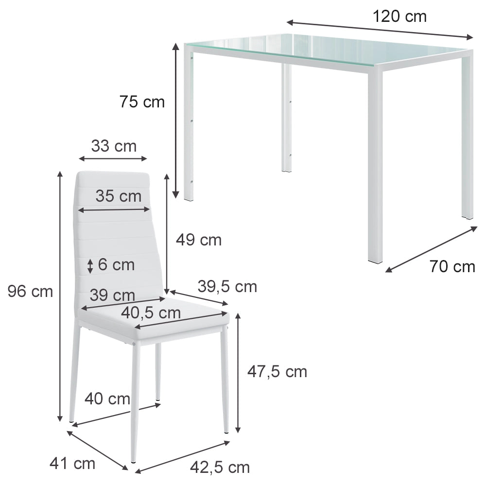 Vicco Set da pranzo Bianco 120 x 75 cm con 4 sedie