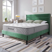 Letto imbottito 140 x 200 cm verde scuro con materasso