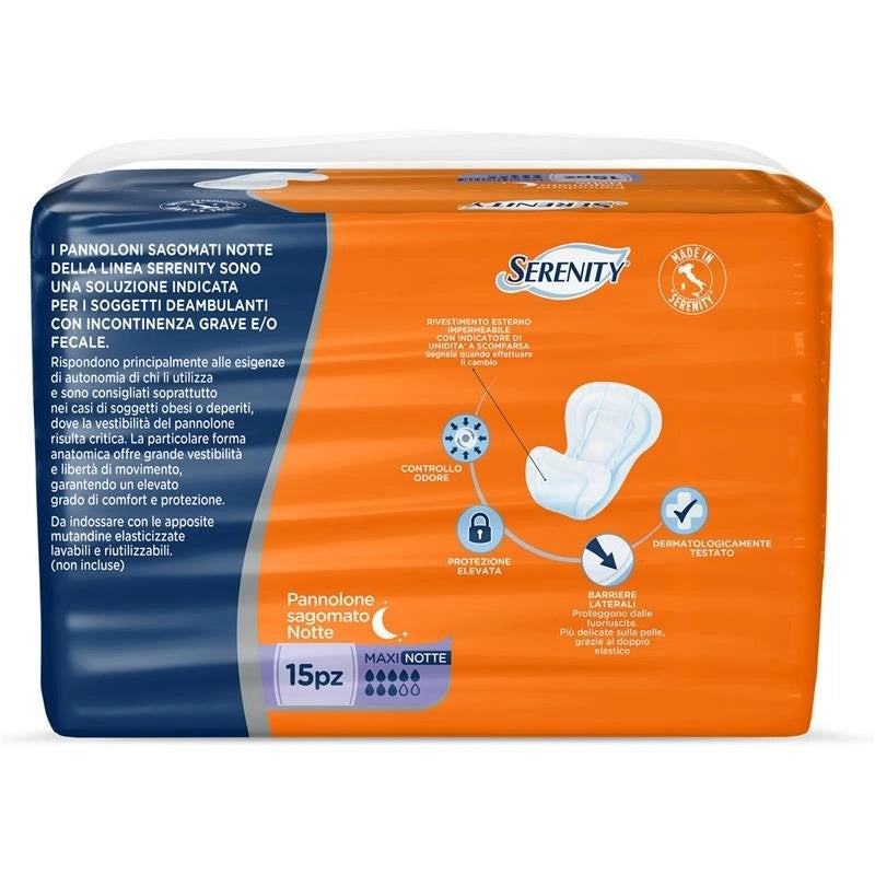 SET 6 SERENITY PANNOLONI SAGOMATI MAXI NOTTE 15 PEZZI
