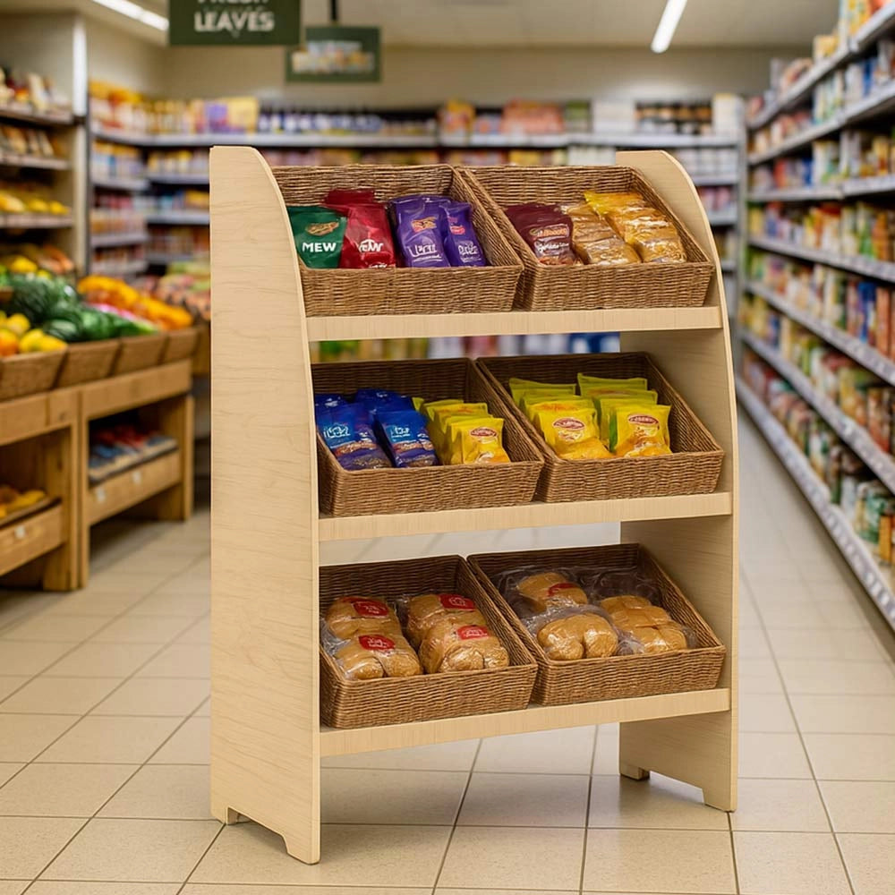 Cesta espositore portapane in vimini quadrato cm 45 x 45 h 21