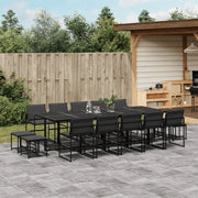 Set da Pranzo da Giardino 15 pz con Cuscini Nero in Textilene 3295086