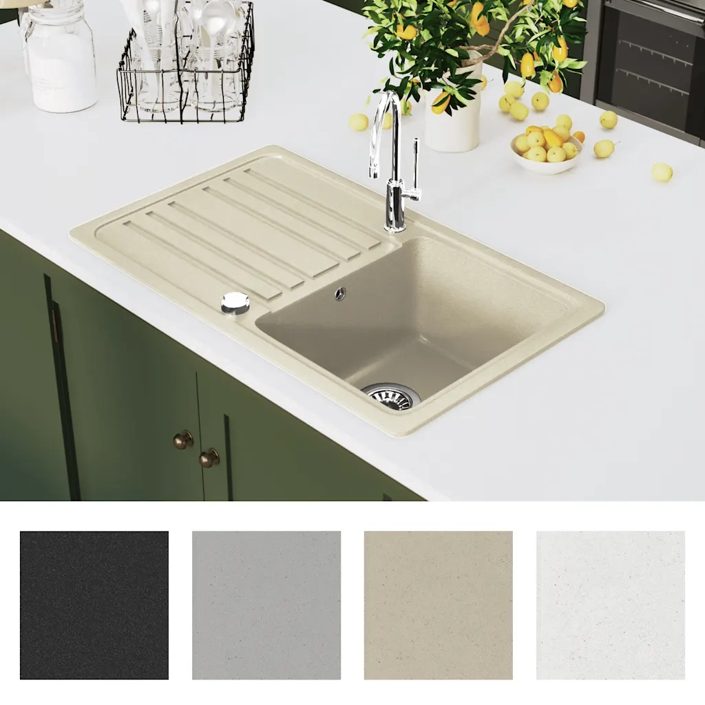 Lavello da Cucina in Granito Vasca Singola Beige 144849