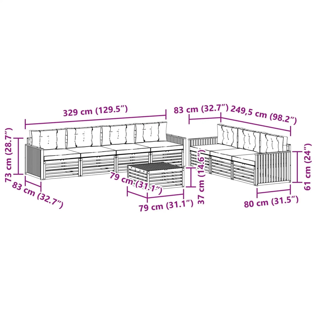 Set di divani da esterno 8 pz Bianco e Beige 3390163