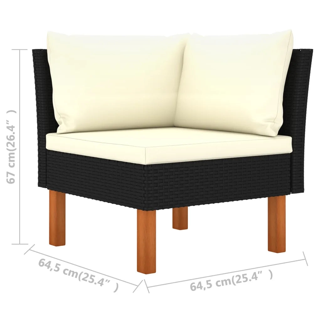 Set Divani da Giardino 6 pz con Cuscini in Polyrattan Nero 3059750