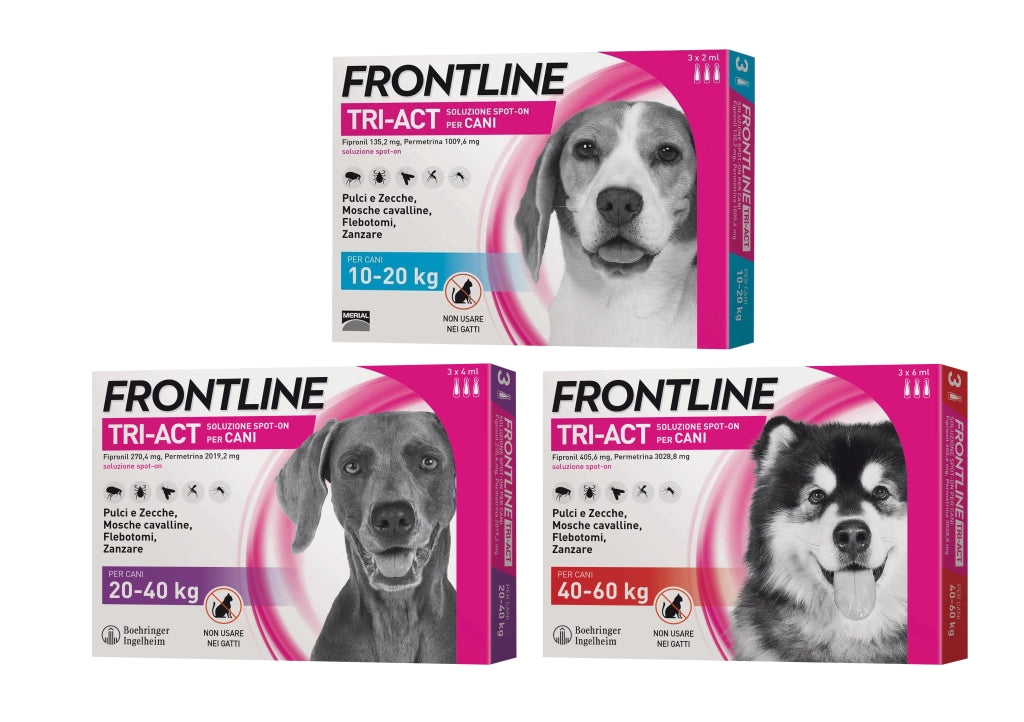 ANTIPARASSITARIO 'TRI-ACT' FRONTLINE cani 2/5 kg - 3 pipette - FRONTLINE