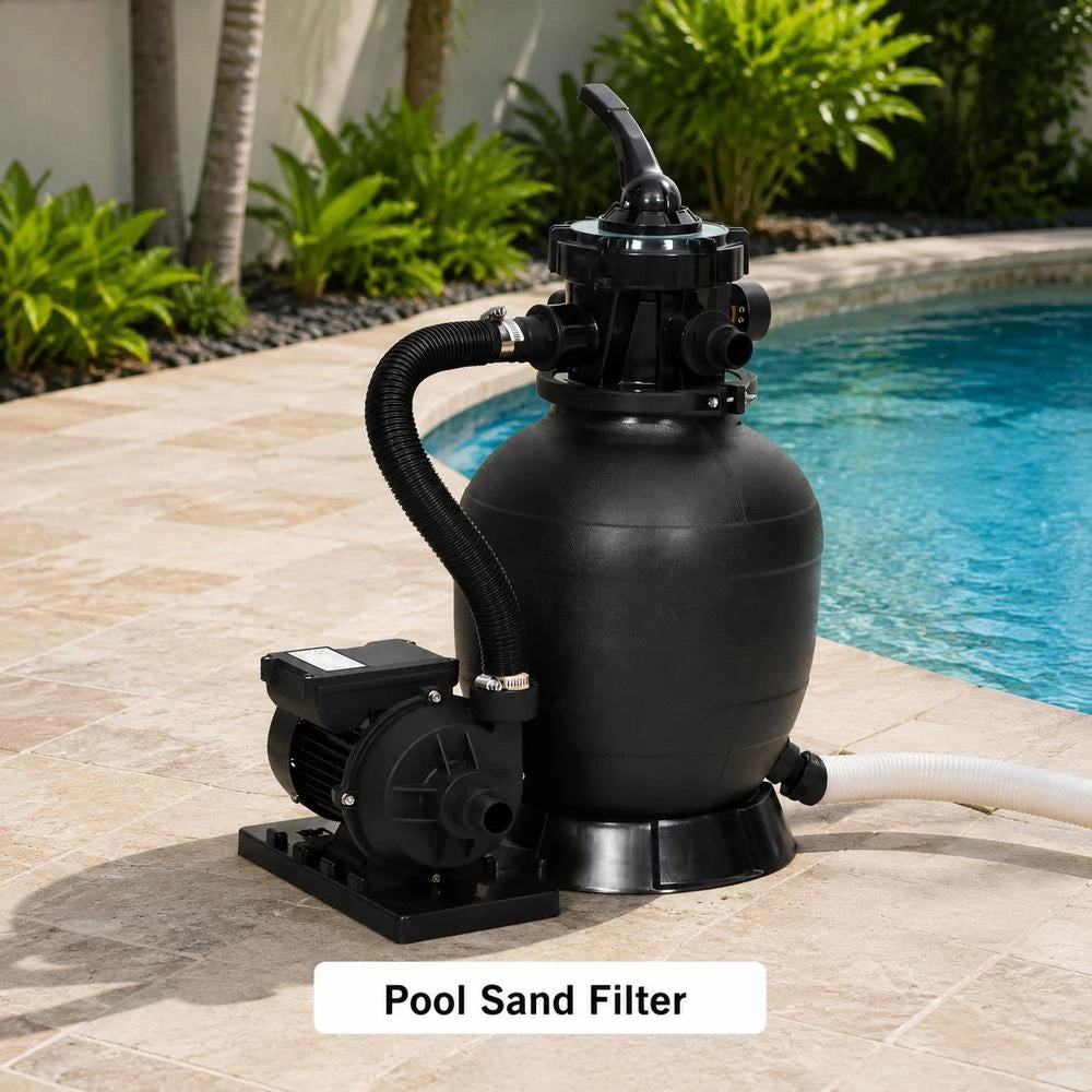 Pool Sand Filter With 6-way Valve, Black