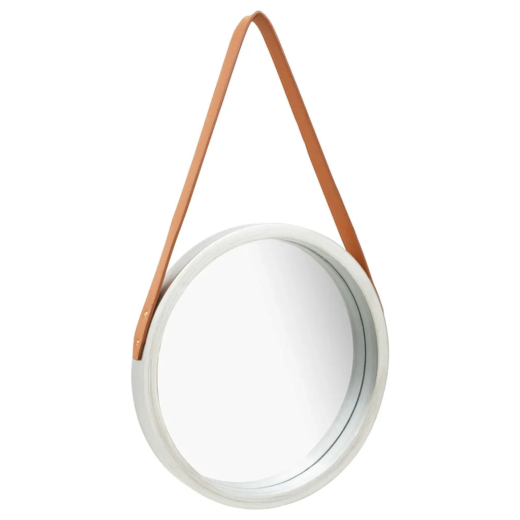 Specchio da Parete con Cinghia 40 cm Argento 320362