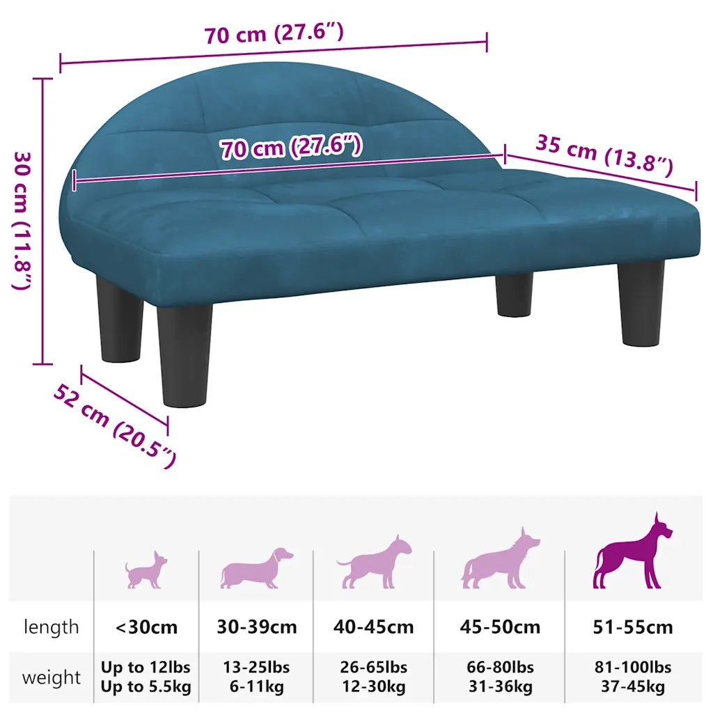 Lettino per Cani Blu 70x52x30 cm in Velluto 171938