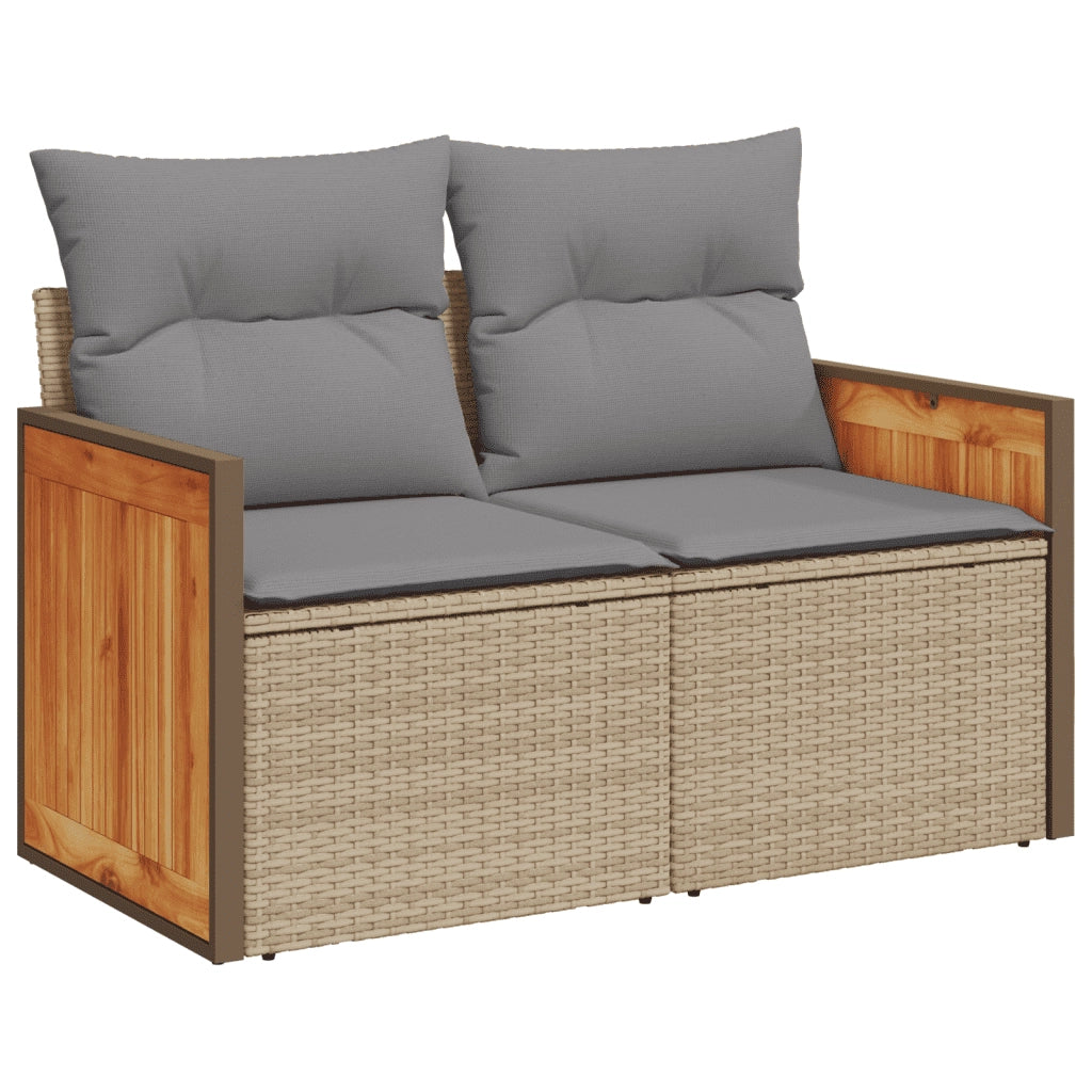 Set Divani da Giardino 11 pz con Cuscini Beige in Polyrattan 3260414