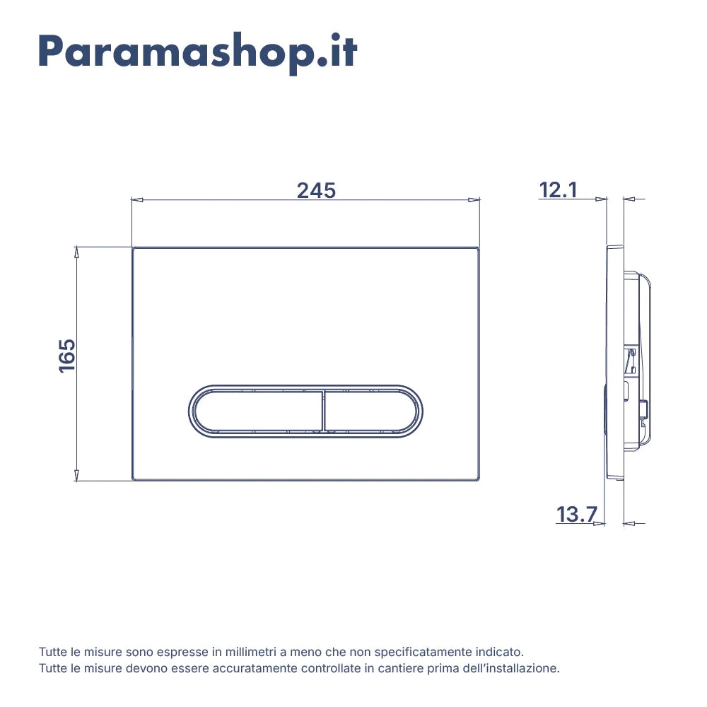 Placca di scarico doppio tasto in ABS avorio e cromato