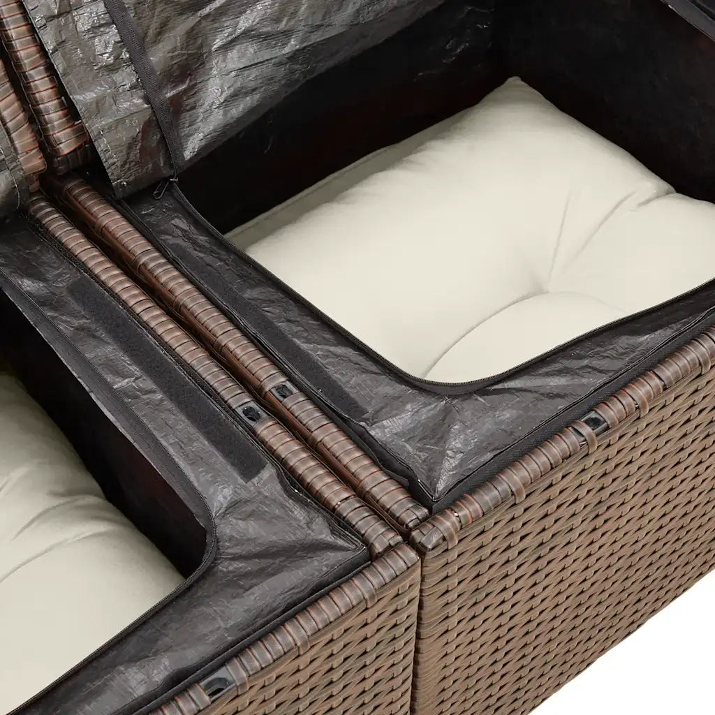 Set Divano da Giardino 6 pz con Cuscini Marrone in Polyrattan 3326484