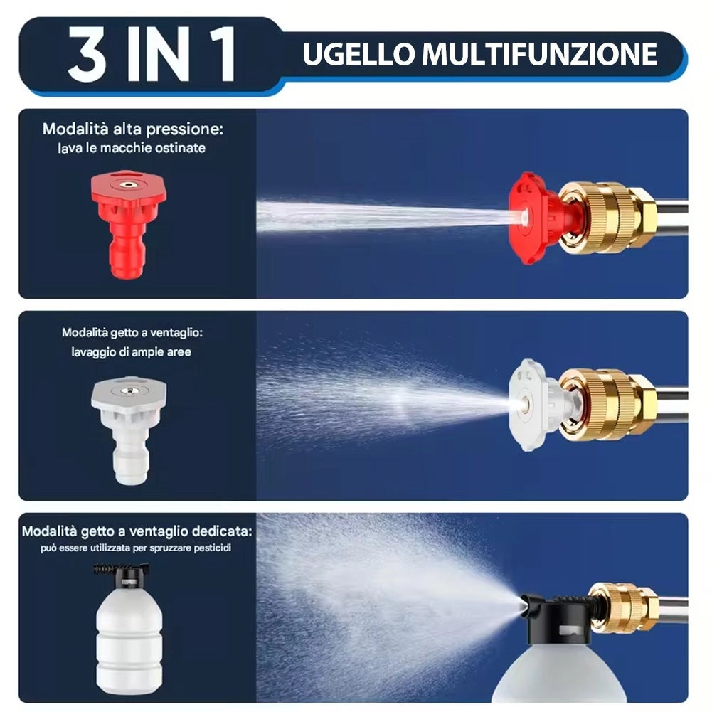 Pistola Idropulitrice con Doppia Batteria 48V e Ugelli Portatile con Accessori