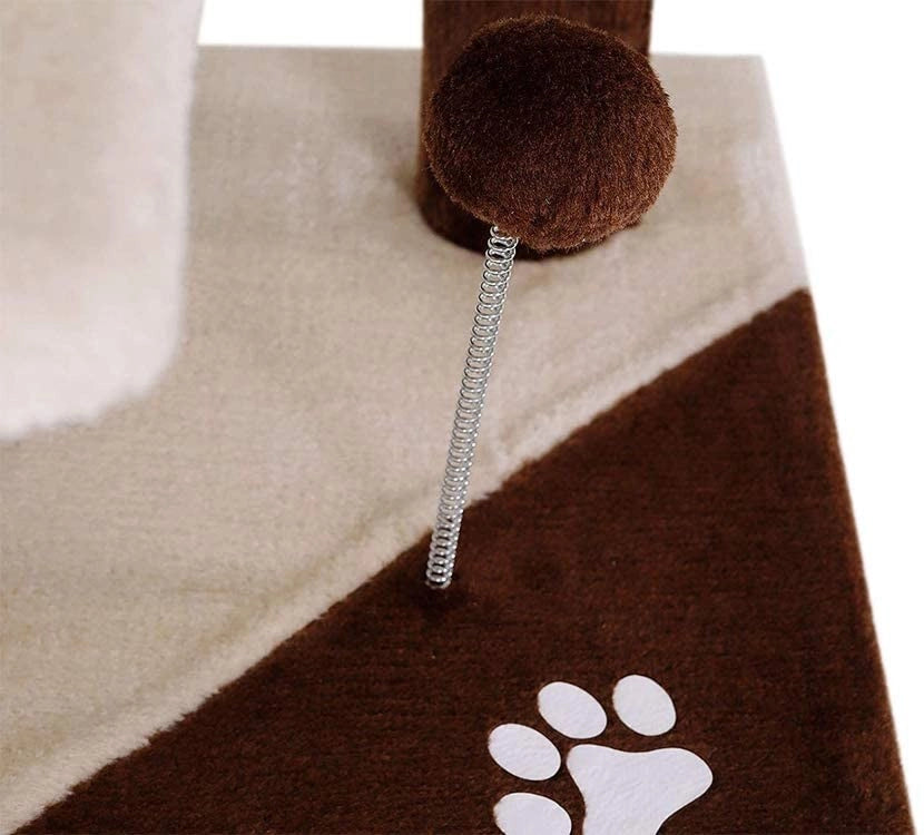 Fenixshop24 Tiragraffi Angolare per Gatti 88 cm con Cuccia, Sisal e Pallina – Beige