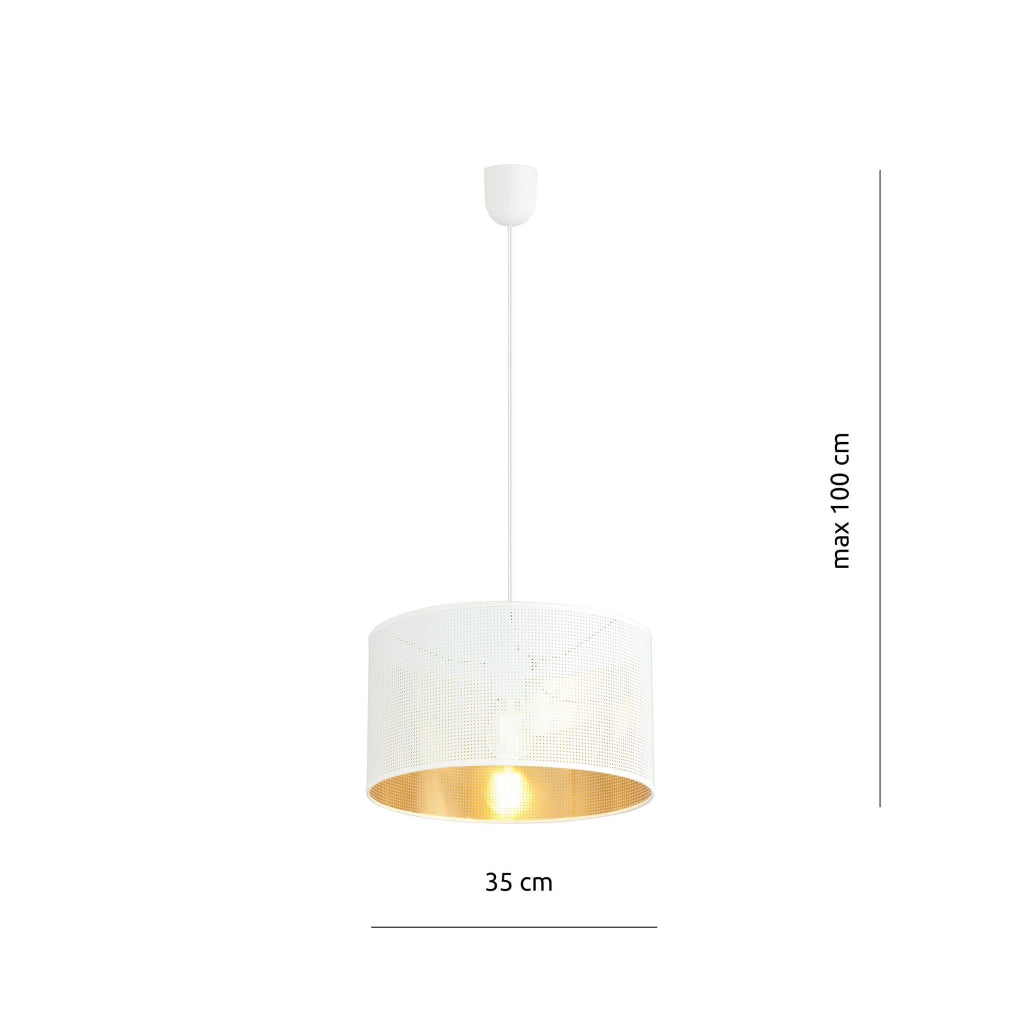 Lampada a sospensione Emibig Aston bianco/oro Ø35 E27