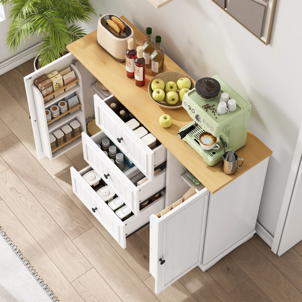 Credenza con 3 Cassetti e Ante ¨C Xylo ¨C Bianco, Legno