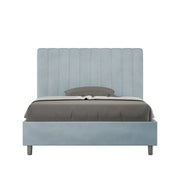 Letto una piazza e mezza senza rete imbottito 120x190 microfibra azzurro Agueda