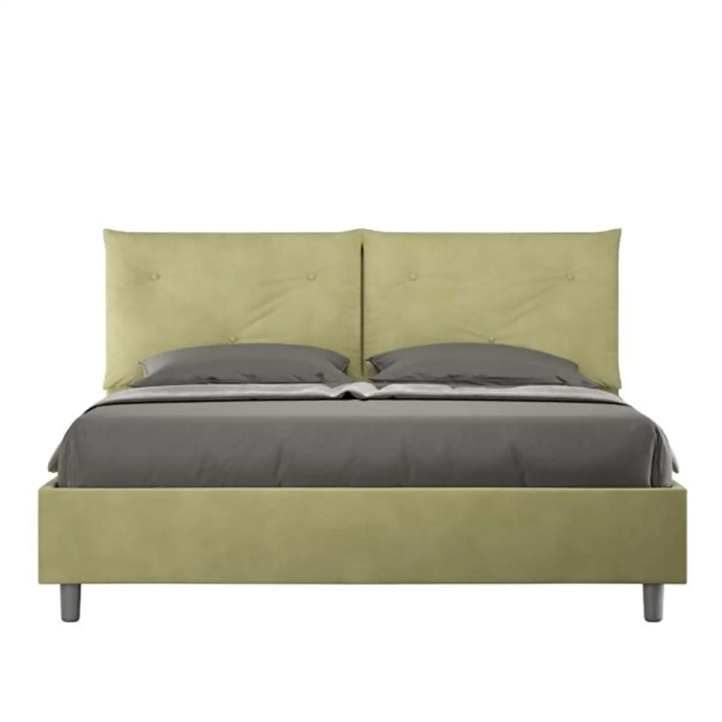 Letto matrimoniale con rete imbottito 160x200 microfibra tè verde Appia