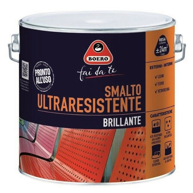 Smalto Ultraresistente Brillante Vernice Legno Ferro Salsedine Esterno 950 Boero Colori: Nero, Formato: 2 L