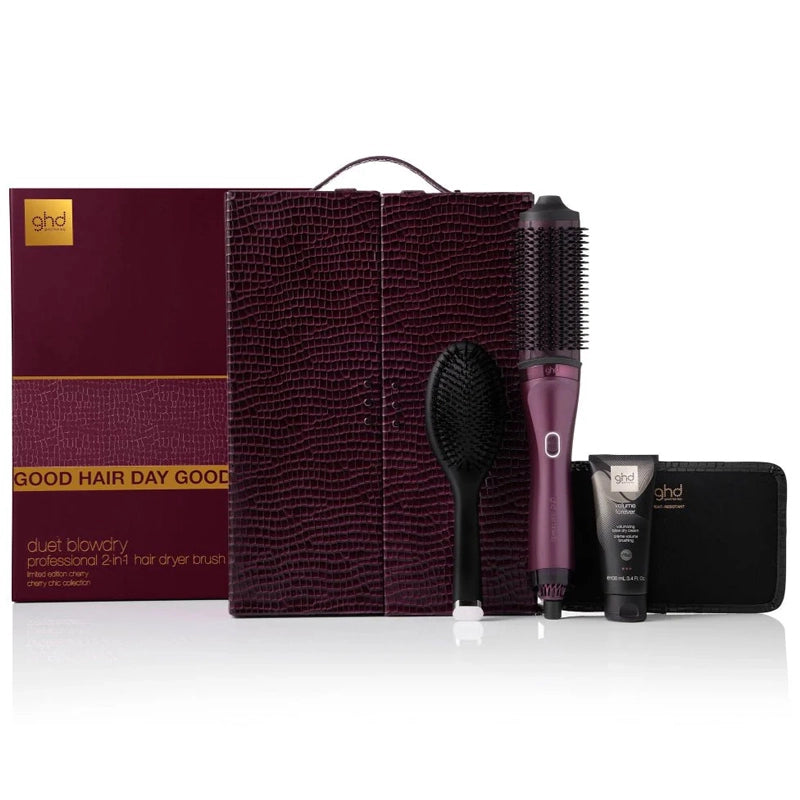 GHD DUET BLOWDRY PROFESSIONAL 2 IN 1 HAIR DRYER+BRUSH CHERRY RED LIMITED EDITION