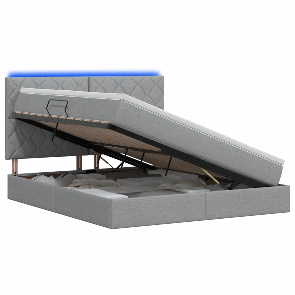 Letto con contenitore LED e materasso Grigio Chiaro 3460011