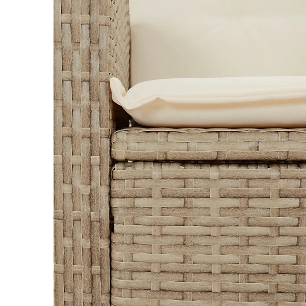 Set da Pranzo da Giardino 7 pz con Cuscini Beige in Polyrattan 3212817
