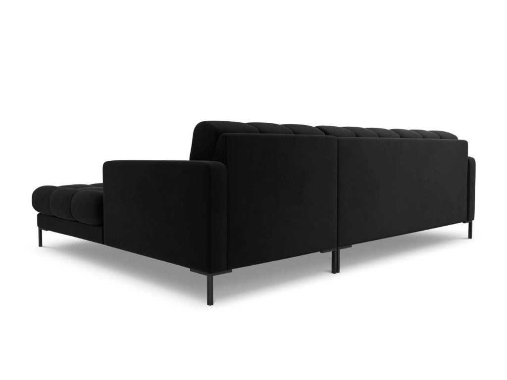 Cosmopolitan Design - Divano angolare destro "Bali" 5 posti in velluto nero 