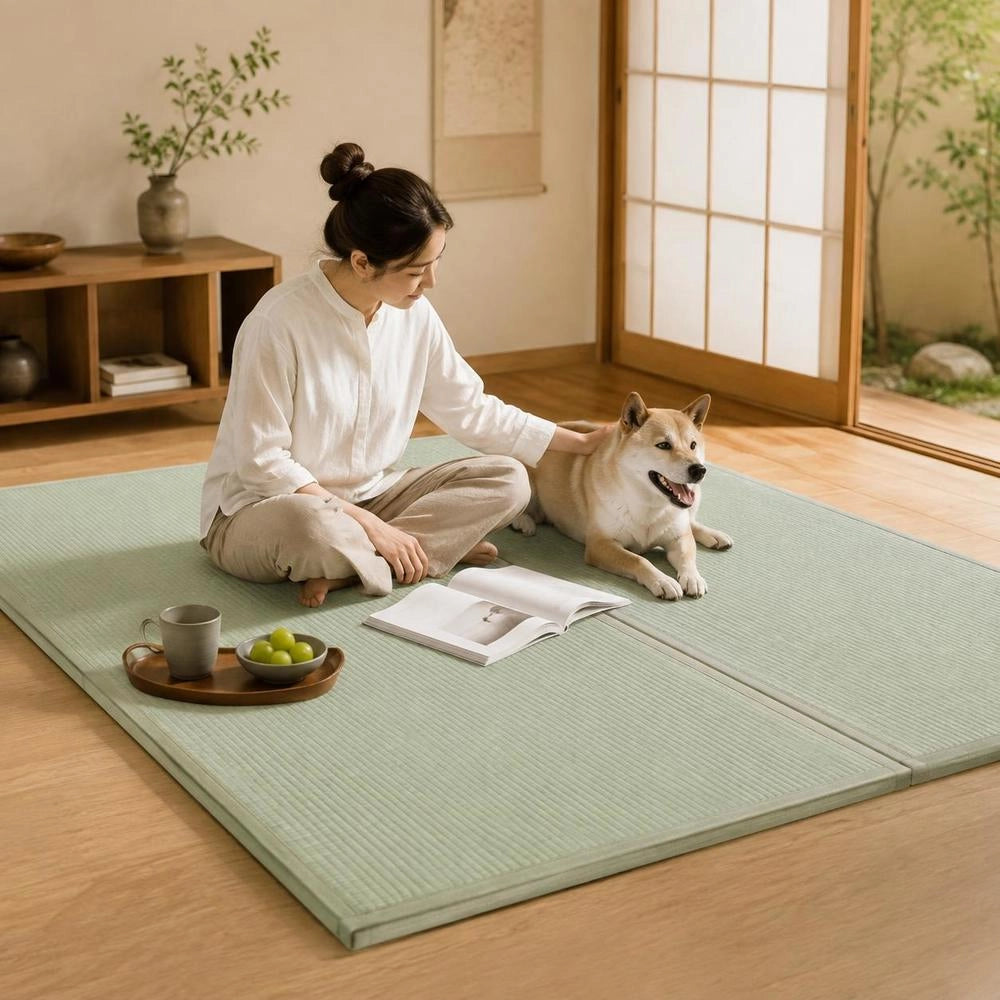 Japanese Tatami Mat, Foldable Japanese Tatami Mattress 2108 X 1397 Mm (natural Rush Grass), Floor Mattress With Backing, Futon Mattress For Sleeping, Meditation, Yoga