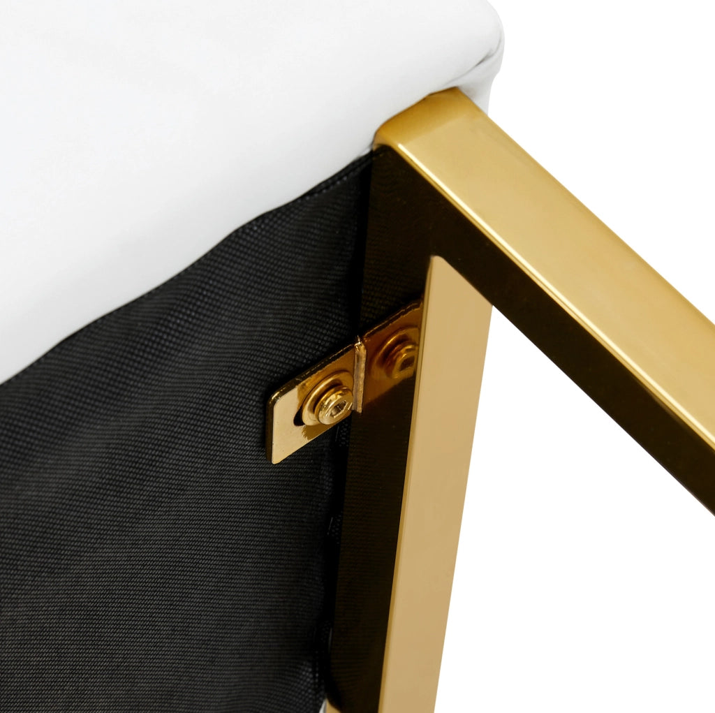 SGABELLO ALTO Quadrato 91,4 cm PU Bianco e Oro Set da 2 pezzi