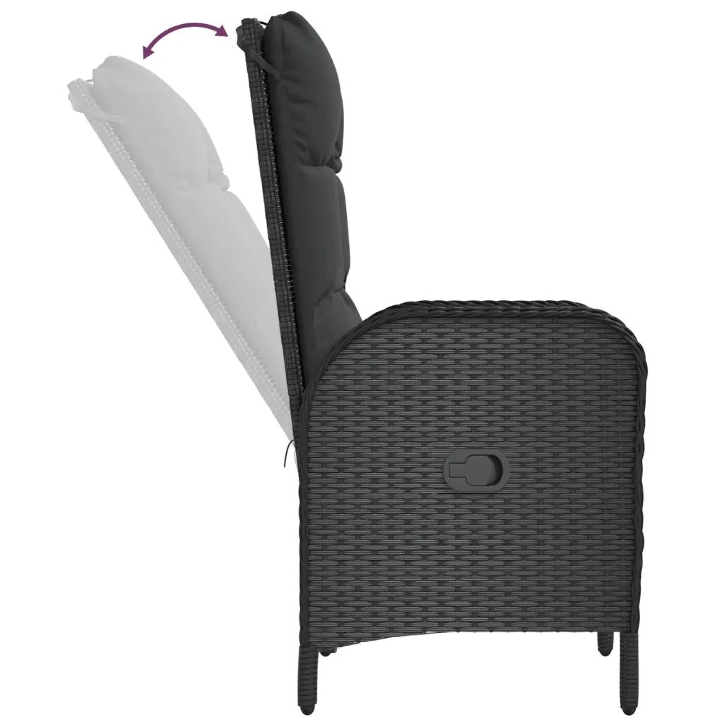 Set da Pranzo Giardino 9pz con Cuscini Nero e Grigio Polyrattan 3185058