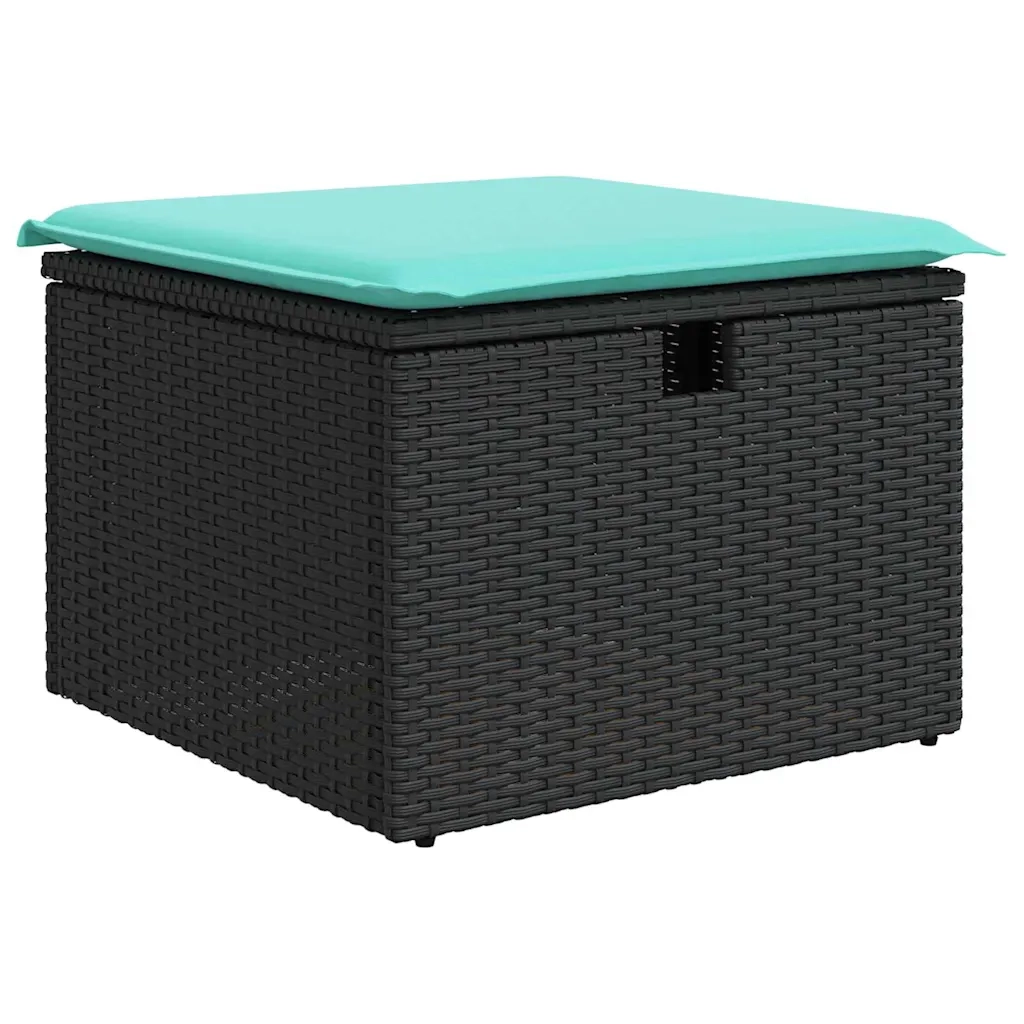 Set di divani con cuscino 6 pcs Nero e Turchese polyrattan 3359175