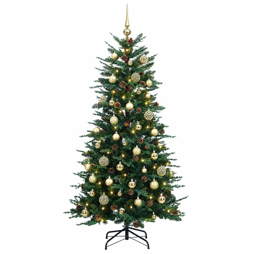 Albero di Natale Artificiale con Rami Pieghevoli 150 cm 150 LED 3465714