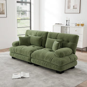 Divano Angolare Chenille ¨C Xylo ¨C Verde, Cuscini, Legno Massello